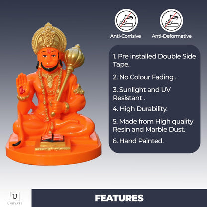 UNOVATE Hanuman Idol for Car Dashboard, Home, Office Desk | Hanuman Murti