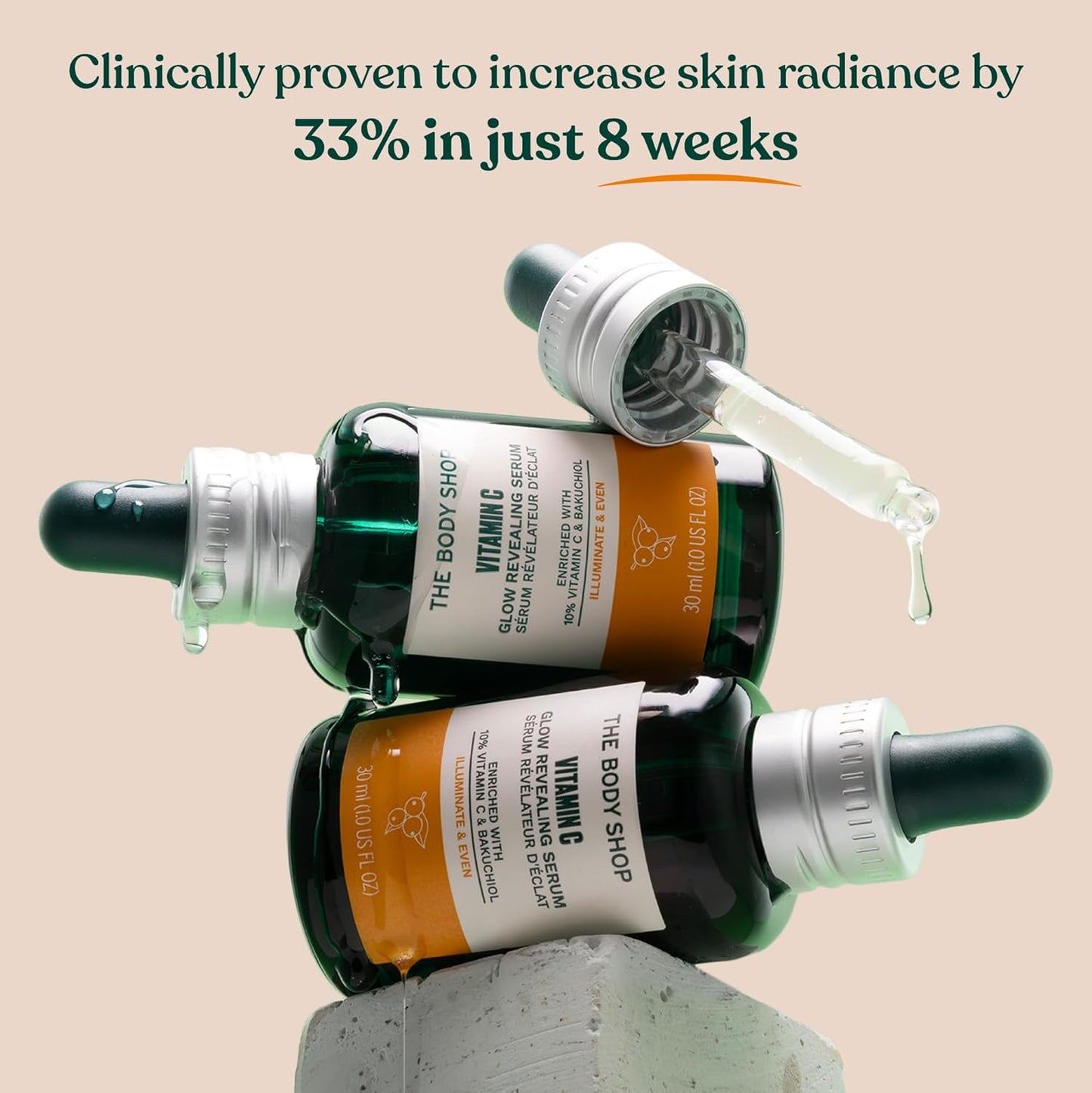 The Body Shop Vitamin C Glow Revealing Serum - For Dull & Tired Skin, 30 ML - For Dull, Tired Skin |Helps Tackle The Look Of Uneven Skin Tone | Radiance Revealing