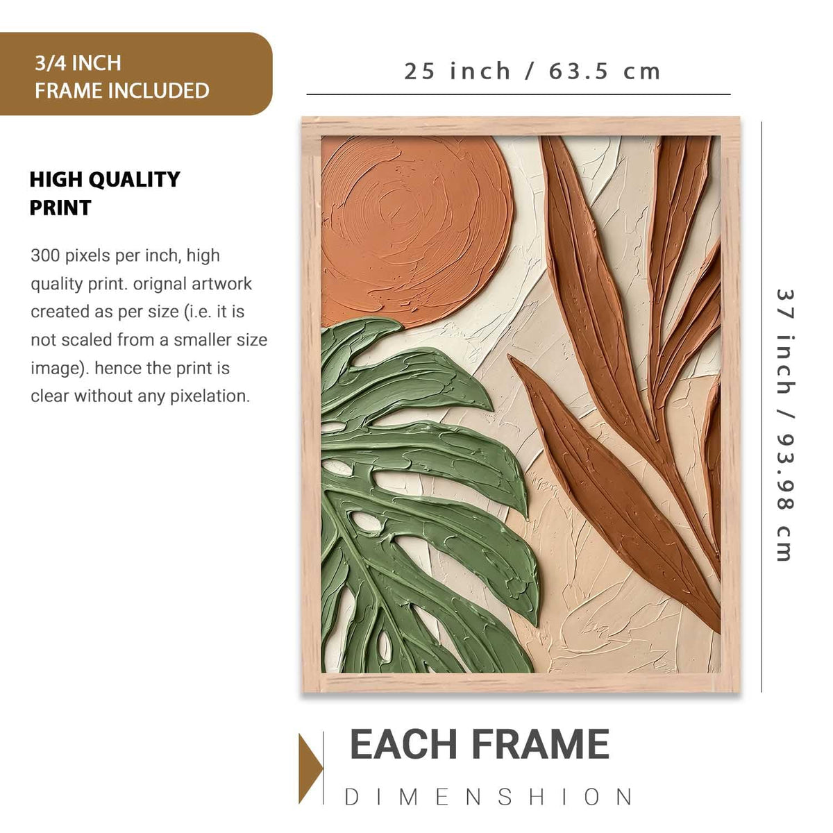 Aesthetic Botanical Art Home Decoration Painting | Boho Paintings With Frame For Living Room Bed Room Hotel Wall Decor Digital Reprint (19x25 inch)