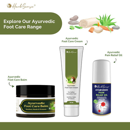HerbSense Ayurvedic Foot Care Cream, For Dry & Cracked Heels, Enriched Shea Butter, Ginger, Lemon Coconut Oil & Herbs, 50g, Soothes, Heals & Protects