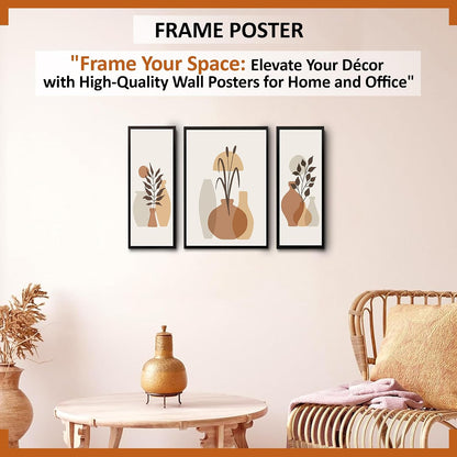 Wall Painting Frames For decor, Pictures Frame For Living Room, Home Decoration, Bedroom, Set of 3, 1pc- 23 x 30 cm, 2pc- 12.5 x 30 cm (Design 17)