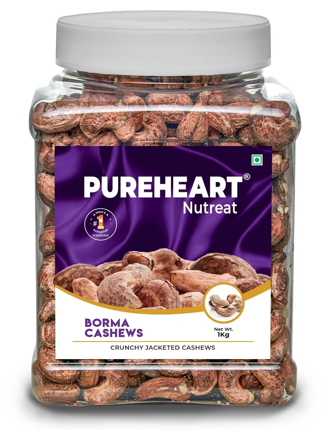 Pureheart Borma Cashews/Skin Unpeeled Cashews Natural Whole Kaju - Nutty Flavor Cashew Nuts with Skin