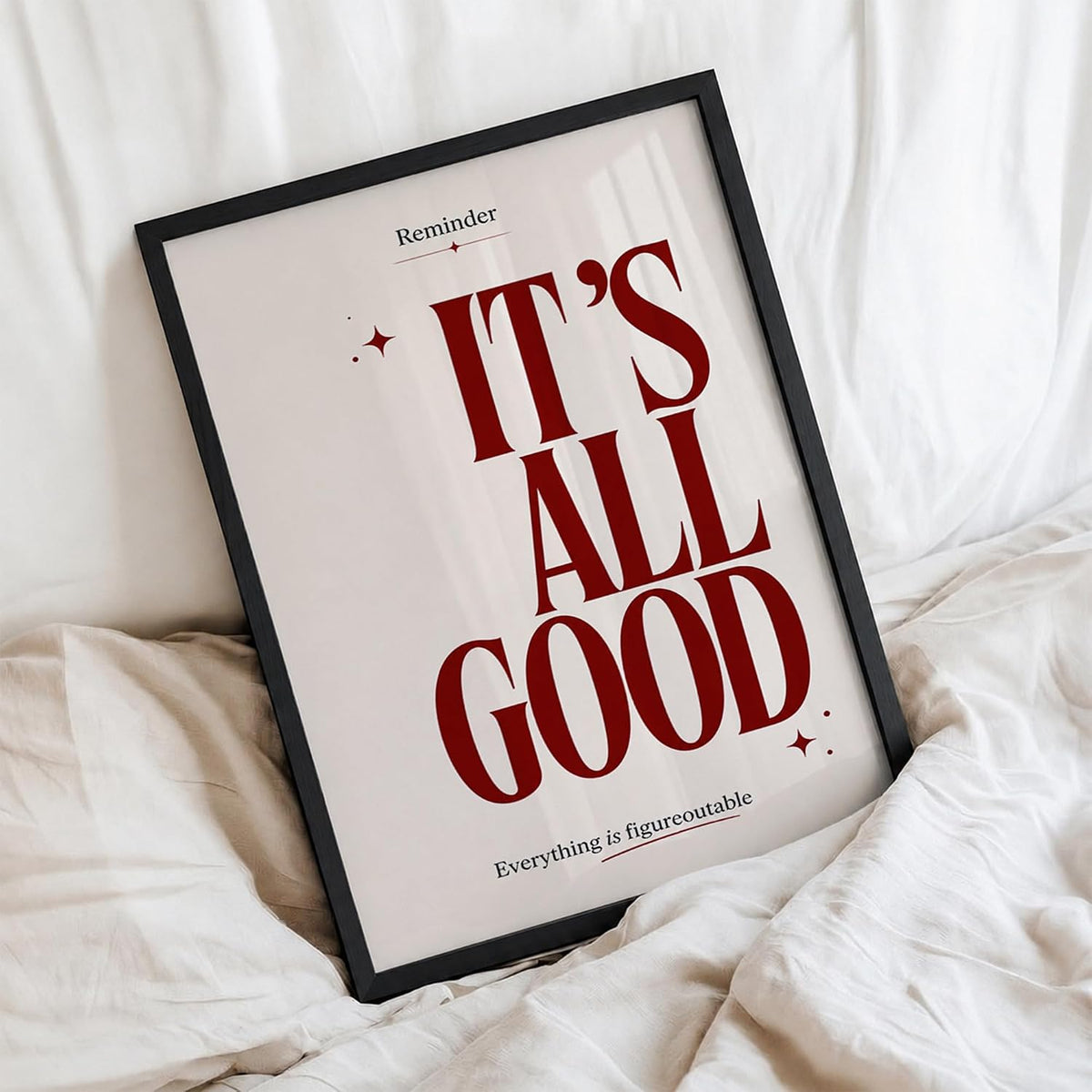 It's All Good Motivational Wall Art Framed Poster for Home Decor, Inspirational Quote Wall Decor for Living Room Bedroom Office Study Room, Positive Aesthetic Wall Decoration (DGN01-Black10x13 inch)