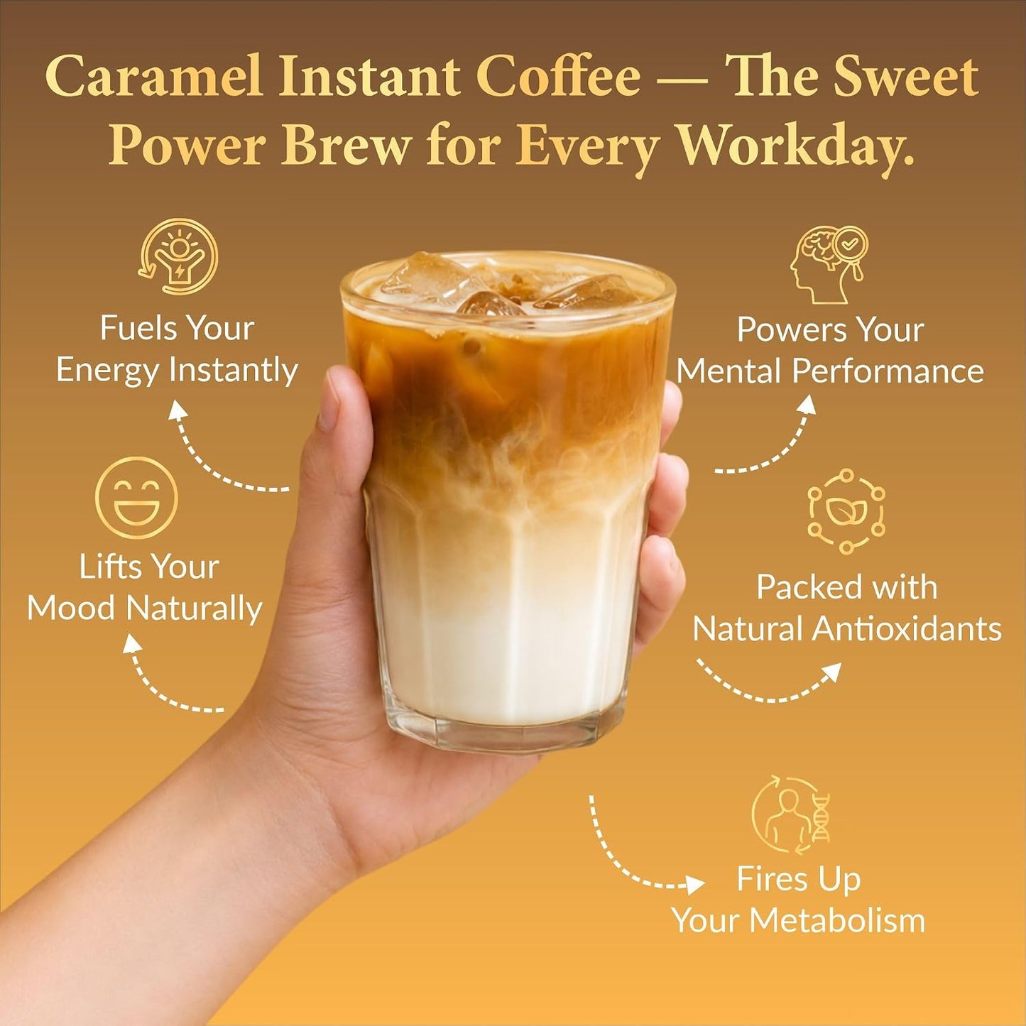 The Beanster Company Instant Caramel Coffee, Flavoured Coffee, 50g