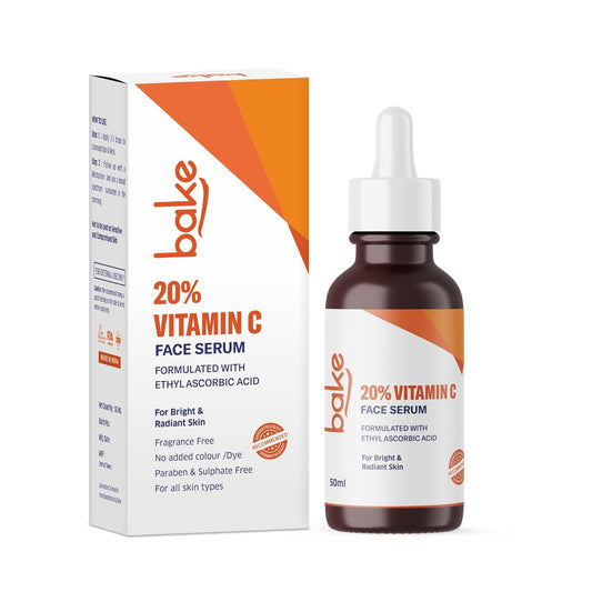 BAKE 20% Vitamin C Face Serum For Glowing & Bright Skin | Formulated with Ethyl Ascorbic Acid | Reduces Pigmentation & Dark Spots | For All Skin Types | 50ml (50)