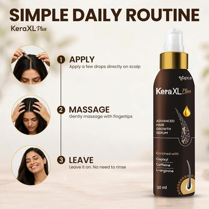Ipca KERA XL Plus Advanced Hair Growth Serum – 30ml Hair Care Serum for Reduced Hair Fall, Fuller & Thicker Looking Hair, Scalp Nourishing Formula