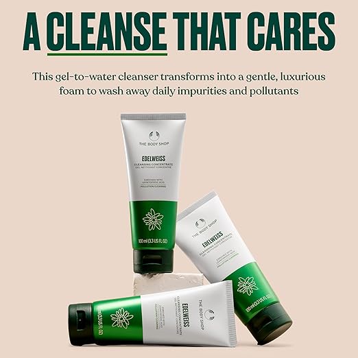 The Body Shop Edelweiss Cleansing Concentrate – Facial Cleanser – Gently Cleanses Tired, Dehydrated Skin– Vegan – 100ml