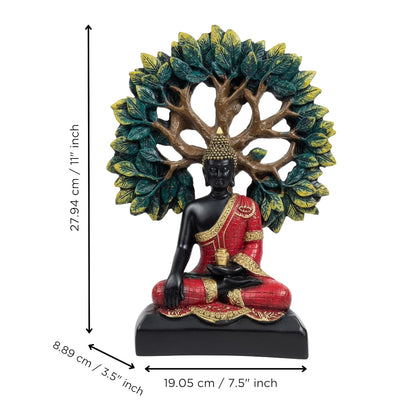 eCraftIndia Lord Buddha Idol for Home Decor Living Room | Gautam Buddha Statue Under the Bodhi-Tree | Showpiece Gift for Housewarming Birthday