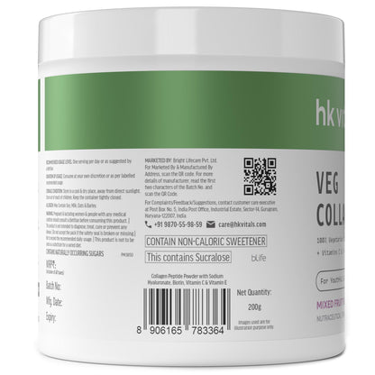 HealthKart hk vitals Veg Collagen Supplement (Mixed Fruit, 200g) | With Biotin, Vitamin C, E, Sodium Hyaluronate | For Healthy Skin, Hair & Nails