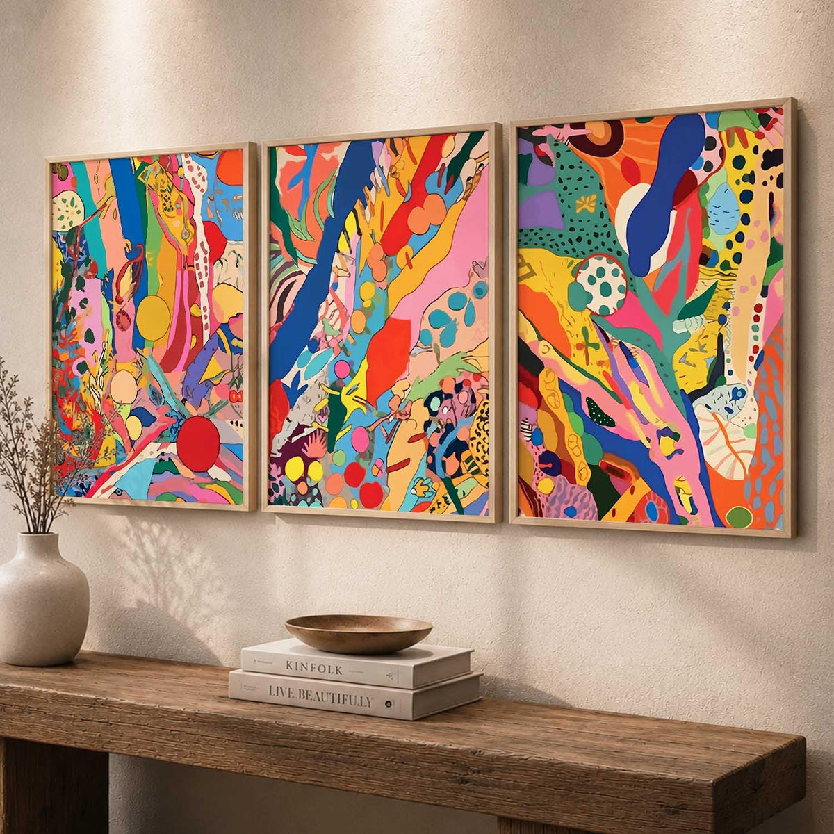 Premium Digital Painting with Frame for Home Decor - Painting for Living Room Bedroom Office Room Decor - Painting for Wall Decoration - Pack of 3 (Modern Art Painting, Design02, 10X13 inch)