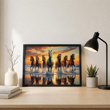 7 Horse Vastu Wall Painting (Landscape Collection) (Natural, Design 19, 48L x 33W cm)