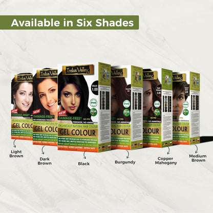 Row of hair color boxes with a white background