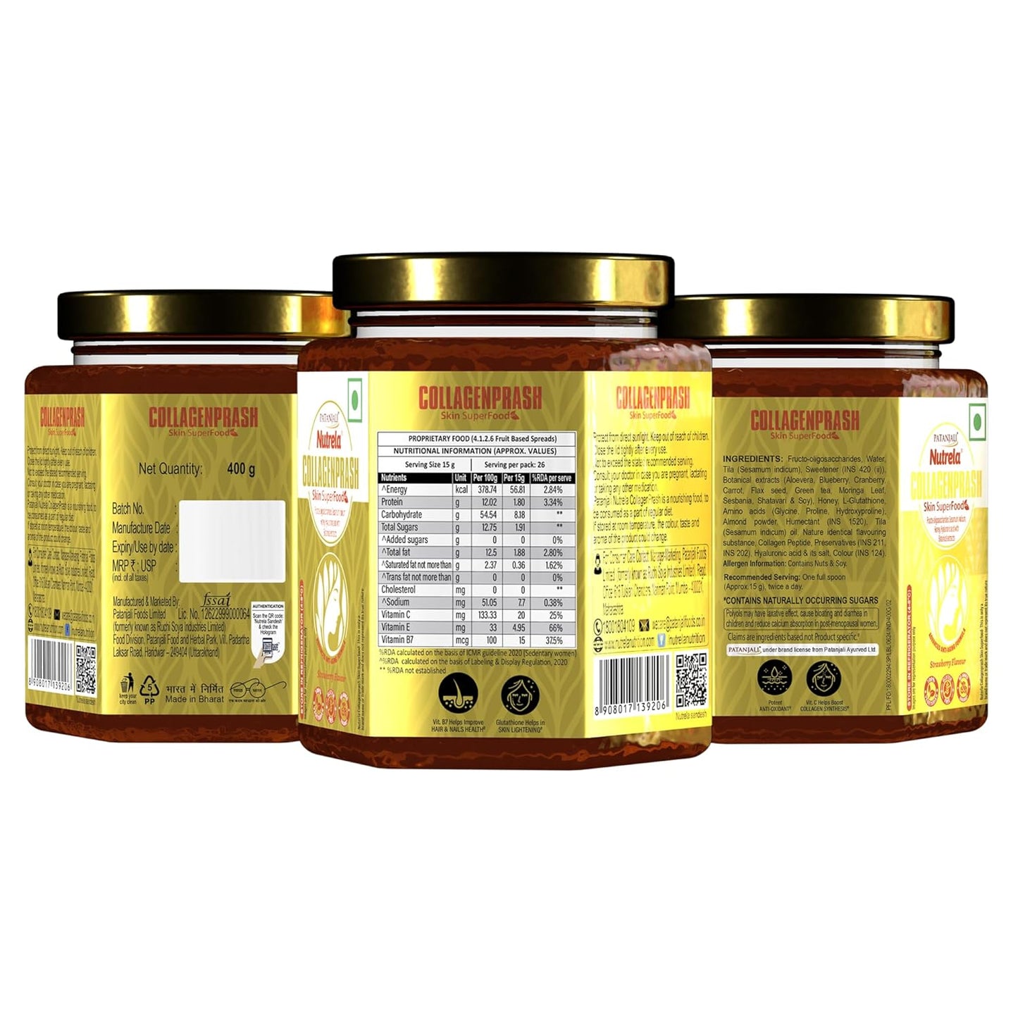 Nutrela Collagen Prash Supplement for Glowing & Younger Looking Skin - 400g | Patanjali Collagen Builder Skin Super Food for Men & Women