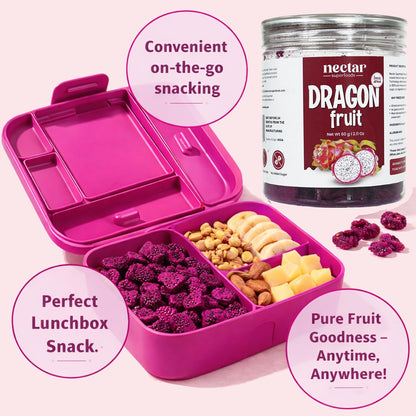 Nectar Superfoods Freeze Dried Dragon fruit - 60 grams Jar-Pack of 1 Nos | 100% Natural & Pure | No Preservatives, No Sugar Added, Vegan | Ideal for Cooking & Seasoning | Made in India