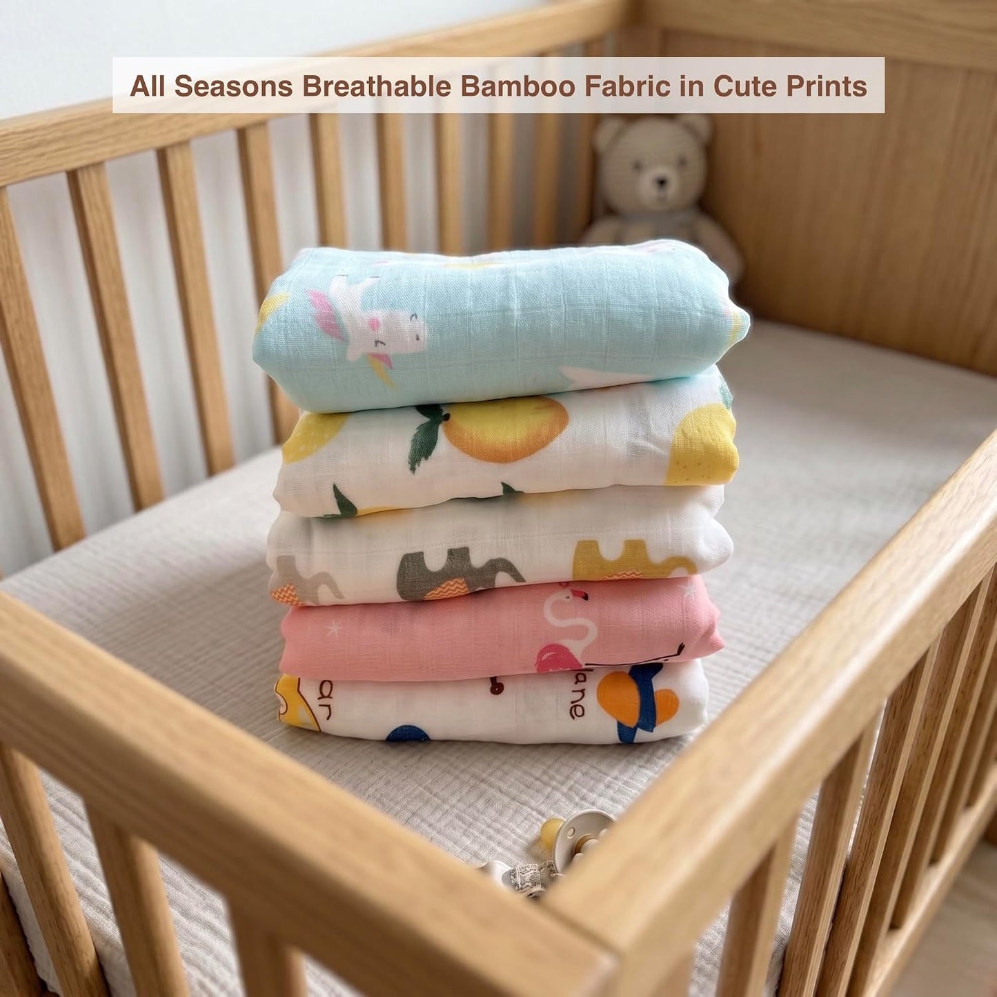 DOTMOM Premium Bamboo 6 Layered Baby Blanket – Hypoallergenic, Antibacterial & Highly Breathable, Super Soft Receiving Wrapper for Newborn Girls & Boys, Baby Essential Bedding – 0 to 3 Years
