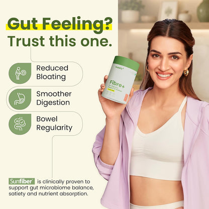 Supply6 Fibre+ Daily Fiber Supplement Powder, Soluble & Dietary Fiber, Isabgol Replacer for Digestive Support, Gut Health & Debloat, No Added Sugar, Non-GMO Sachets (Zesty Lime, 15 Servings)