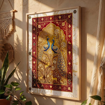 Living Room Bed Room Hotel Wall Decor | Indian Traditional Madhubani Art Wall Painting Home Decoration With Frame | Digital Reprint | Engineered Wood (14X20 inch)