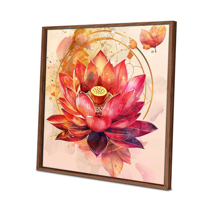 Modern Vastu Lotus Flower Framed Canvas Wall Art Painting for Living Room | Abstract Floral Painting with Frame perfect item for Home decor, Bedroom & office Size : 23x23 Inch