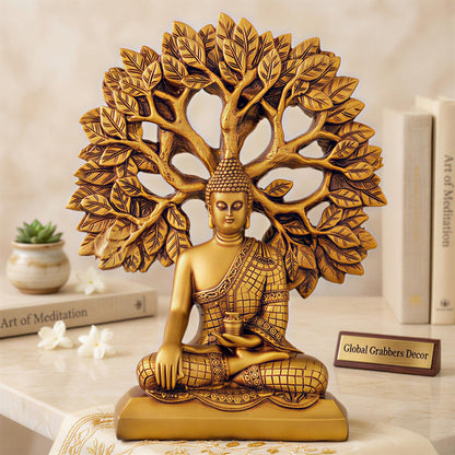 Global Grabbers Buddha Statue Showpiece Idol Home Decor Decoration Items for Living Room and Gifts (GOLDEN4)