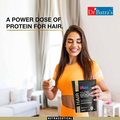 Dr Batra’s Nutrigood Hair Protein Powder 500g Vanilla with Brahmi, Biotin, Collagen & Keratin | Supplement for Hair Fall Control, Hair Growth, Stronger Thicker Hair & Scalp Nourishment | For Men & Women