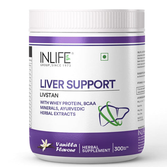 INLIFE Livstan Liver Support Supplement | Whey Protein Powder with Ayurvedic Herbs - Kakamachi, Tamalaki, Kasani, Citraka, Rajamasha - 300g (Vanilla)