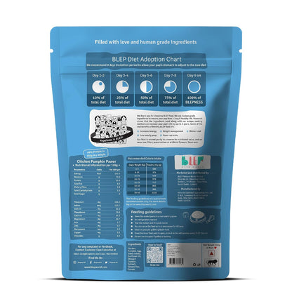 BLEP Dog Food Adult & Puppy | 200g | Dog Wet Food, High Protein, Omega 3&6, Contains Chicken Breast, Egg, Pumpkin, Vegetables, Zero Preservatives, Digestible, Human Grade Fresh (Pack of 1)