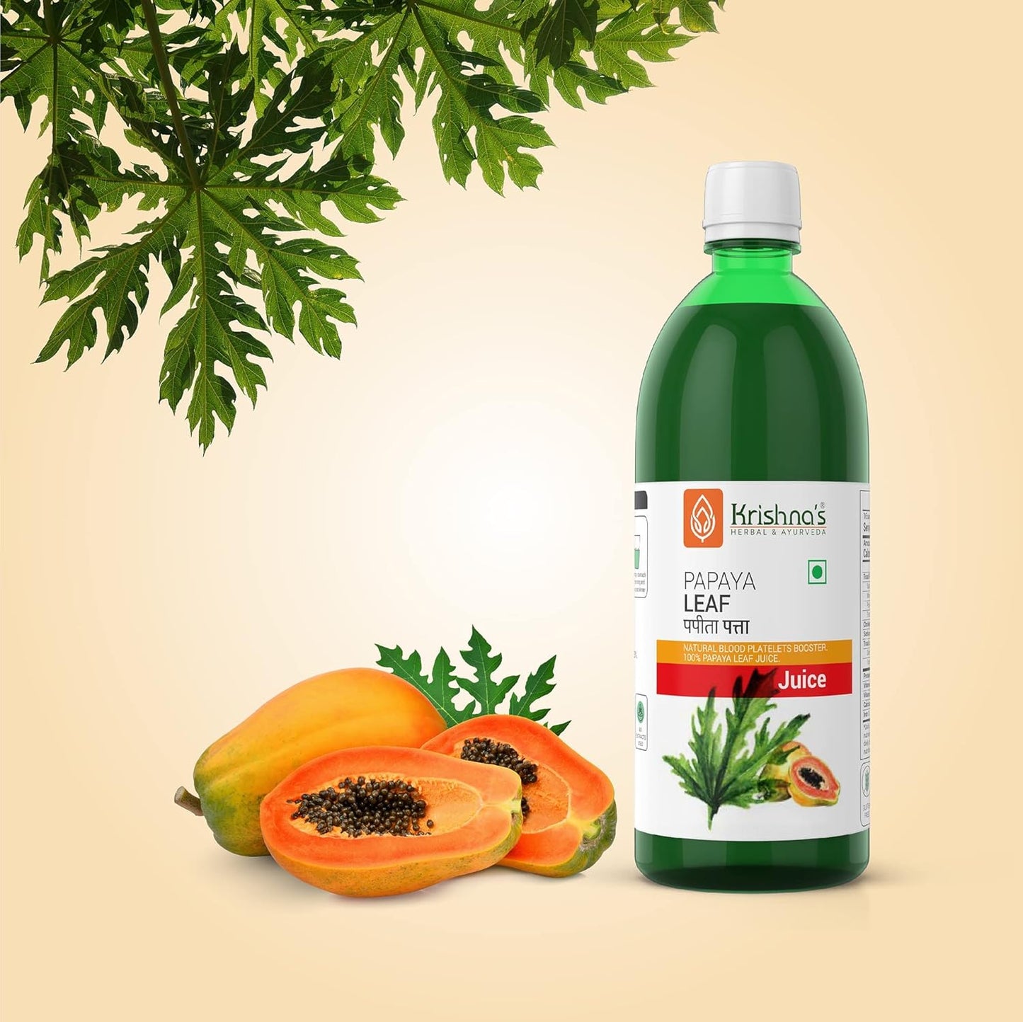 KRISHNA'S HERBAL & AYURVEDA Papaya Leaf Juice-1000 Ml Fresh Papaya Leaves Helps To Boost Platelets Count