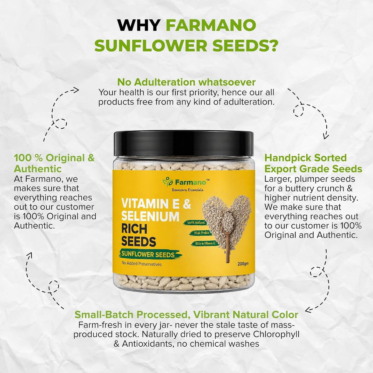 Farmano Raw Sunflower Seeds | High Protein & Fiber | Premium Quality | 200g
