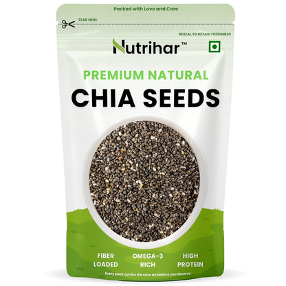 Nutrihar Premium Chia Seeds 100g | Rich in Calcium, Protein & Fibre | 100% Clean, Triple Sortex Chia Seeds 100 gm