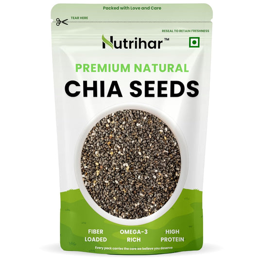 Nutrihar Premium Chia Seeds 100g | Rich in Calcium, Protein & Fibre | 100% Clean, Triple Sortex Chia Seeds 100 gm