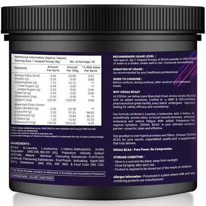 Black container with nutritional information and usage guidelines on a white background
