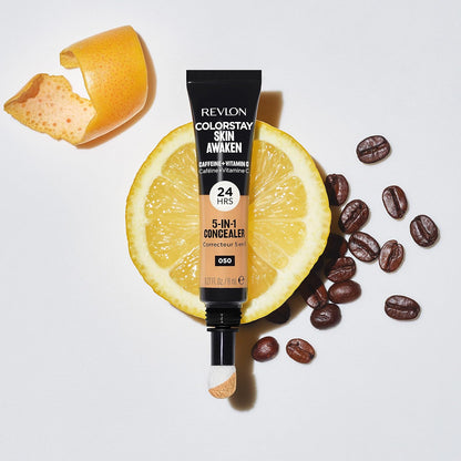 Revlon ColorStay Skin Awaken 5-in-1 Concealer, Lightweight, Creamy Longlasting Face Makeup with Caffeine & Vitamin C, For Imperfections, Dark Circles & Redness, 030 Light Medium, 8 ml