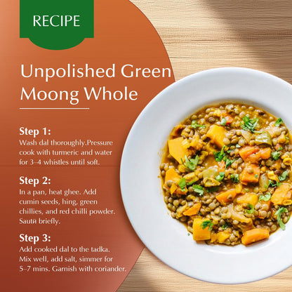 Vedaka Unpolished Green Moong Dal | Whole | 1 Kg | Popular Green Moong Dal | Naturally Rich in Protein | Naturally Cholesterol Free