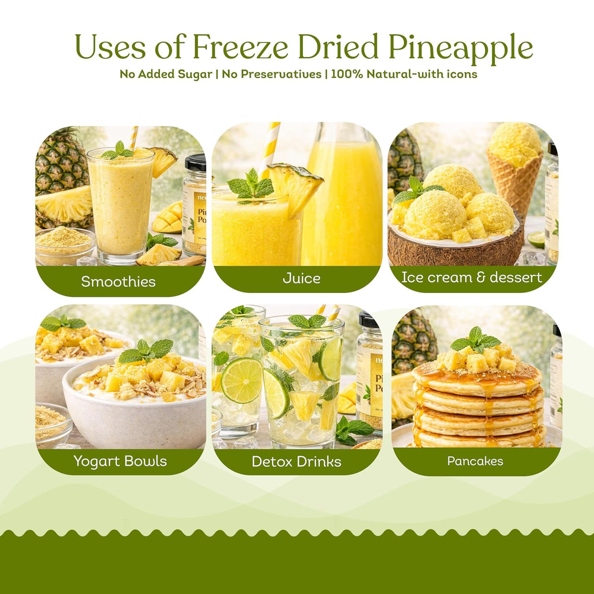 Nectar Superfoods Freeze Dried Pineapple Powder- 80 grams Jar-Pack of 1 Nos 100% Natural | No Added Sugar, Preservative-Free & Vegan | Processed in India