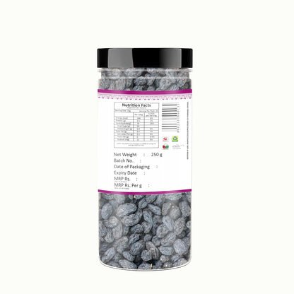 YUM YUM Dried Black Raisins (Kishmish) Dry Fruits 250g Jar | Naturally Sweet
