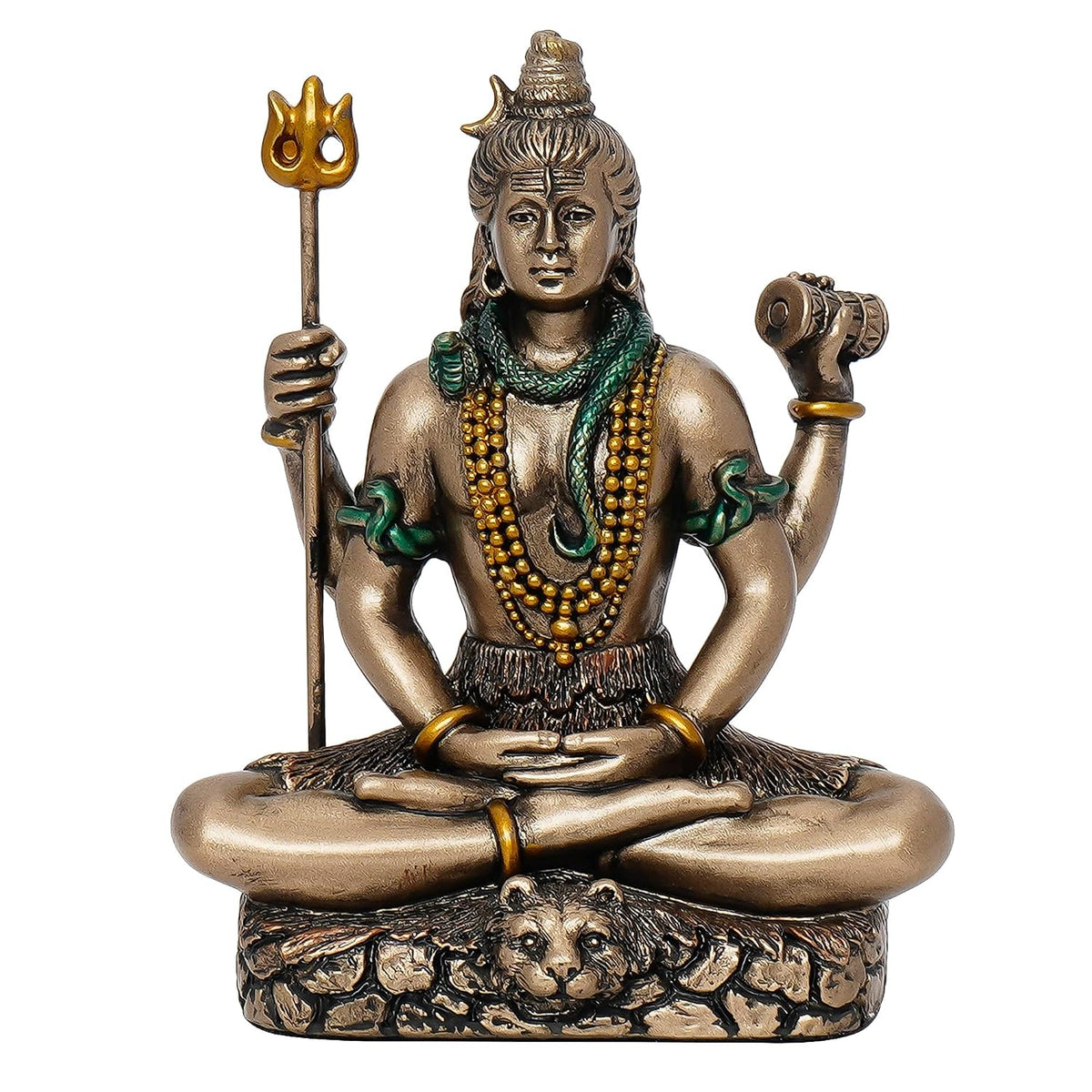 eCraftIndia Brown Resin Meditating Lord Shiva Statue | Lord Shiva Idol for Home Decor Pooja Room Office Car Dashboard | Shiv Murti | Shiv Idol Gift for Diwali Housewarming Maha Shivratri Birthday