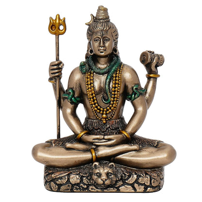 eCraftIndia Brown Resin Meditating Lord Shiva Statue | Lord Shiva Idol for Home Decor Pooja Room Office Car Dashboard | Shiv Murti | Shiv Idol Gift for Diwali Housewarming Maha Shivratri Birthday