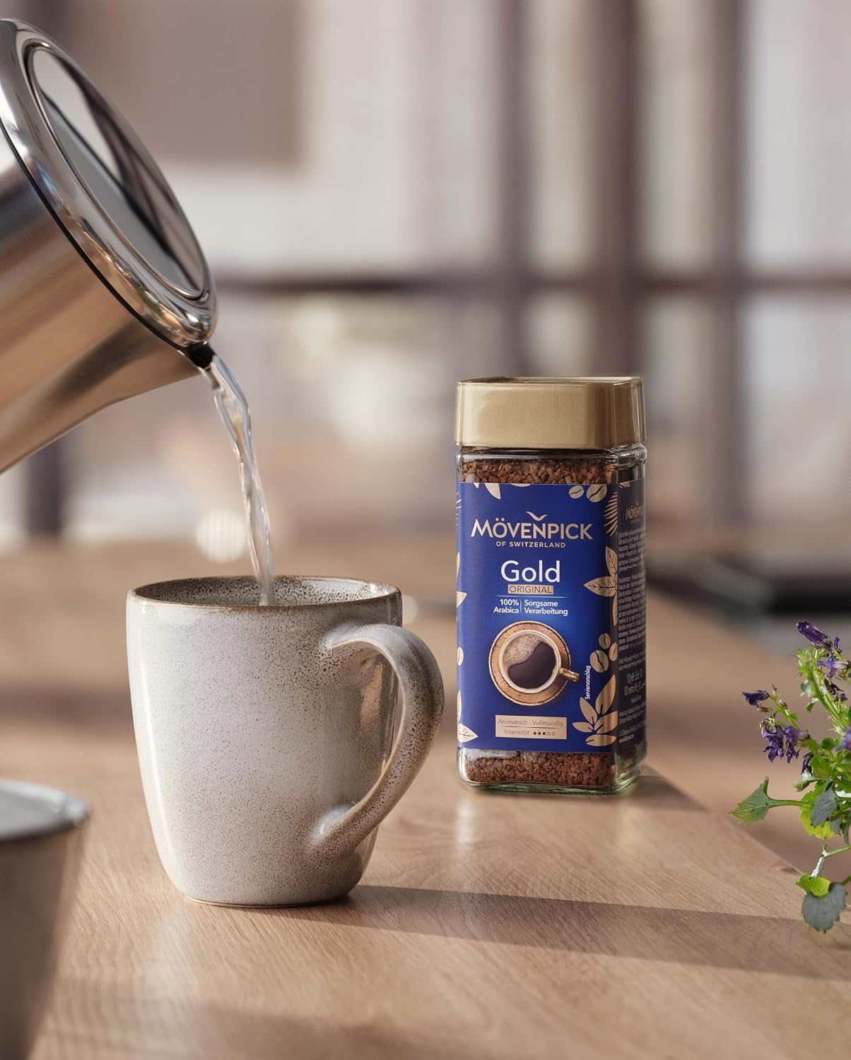 Movenpick Gold Original Imported Instant Coffee - Classic Instant Powder, With Rich Aroma, 100% Arabica Blend, Strong Freeze Dried, Premium Pure Roasted, High Caffeine Flavour, Weight 100g
