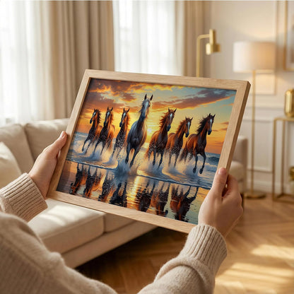 7 Horse Vastu Wall Painting (Landscape Collection) (Natural, Design 06, 13x19 Inch)