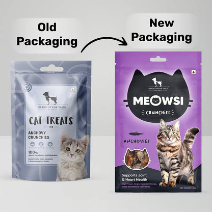 Meowsi by HUFT Dehydrated Anchovies Crunchies Cat Treats – 35 gm | Protein-Rich Crunchy Seafood Treats for Cats & Kittens | Natural Anchovy Snack | Supports Dental Health | Tasty Training Reward