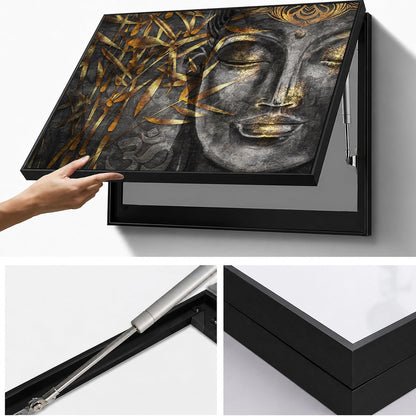 Electric MCB Box Cover Frame With Hydraulic Decorative Painting Lord Gautam Buddha Painting Electrical Panel box Cover, Switch Box Frame Will Fit Max 10x14 inch Switch Board, Outer Size 13X17 Inch
