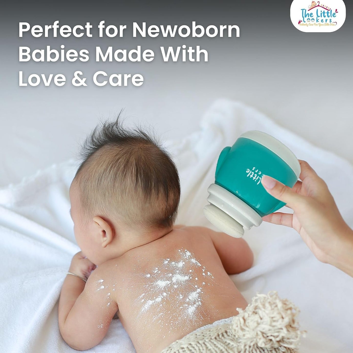 THE LITTLE LOOKERS Portable Baby Skin Care Baby Powder Puff With Box Holder Container For New Born & Kids For Baby Face & Body (Green)