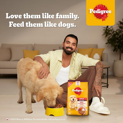 Pedigree Adult Dry Dog Food, Meat & Rice, 1 kg, Contains 37 Essential Nutrients, 100% Complete & Balanced Food for Adult Dogs