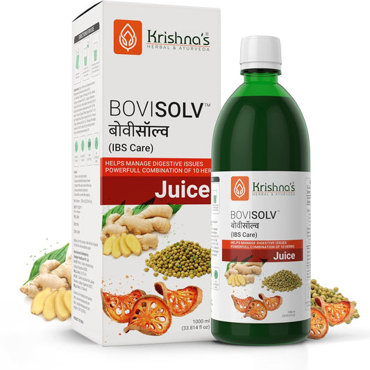 Krishna’s Bovisolv Juice 1000 ml | IBS-Friendly | Digestive Wellness Drink | Ayurvedic Liquid for Sensitive Gut Lifestyle