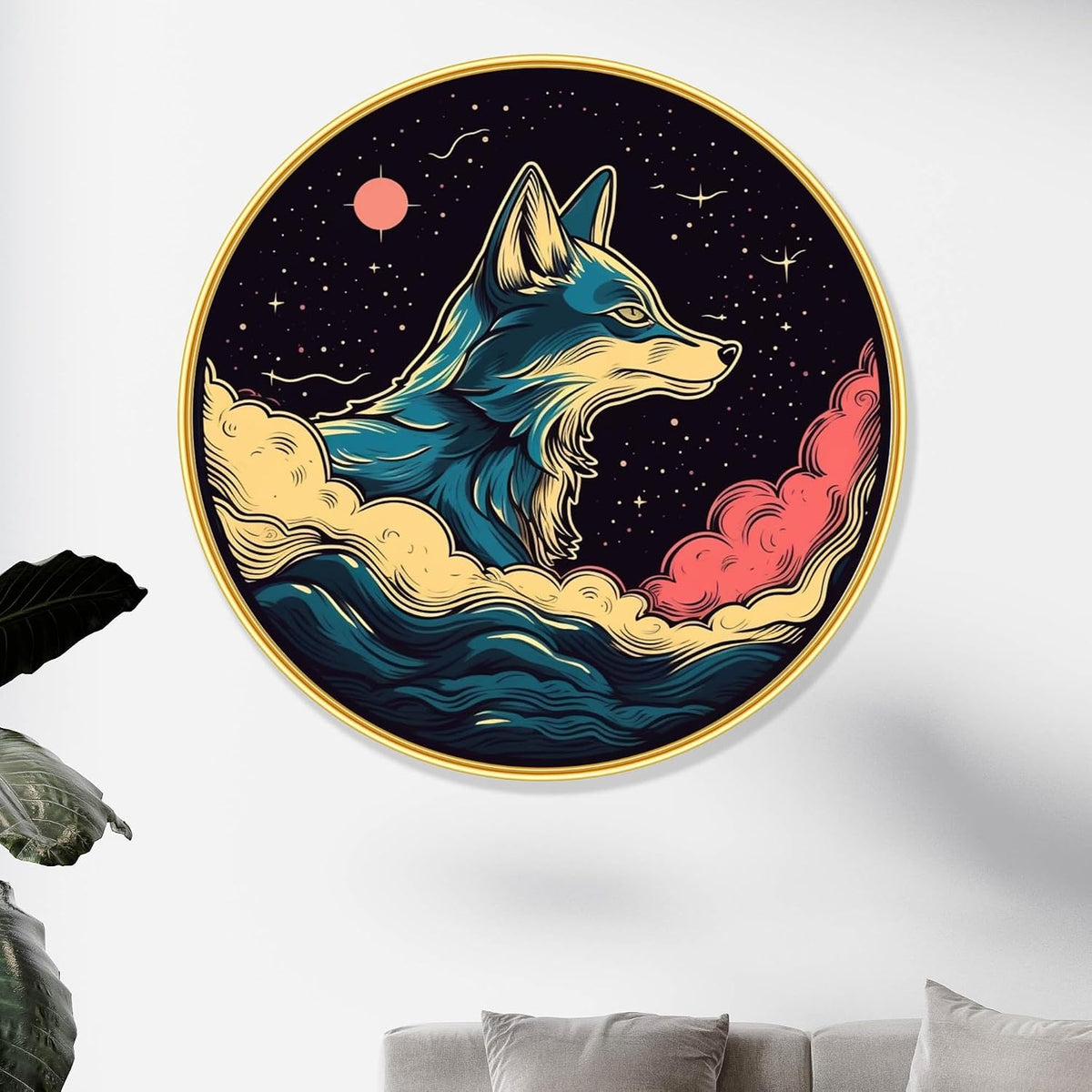 Animal modern art Premium Sparkle lamination Golden Slim Frame 50.8 cm x 50.8 cm Large Size, For Home/Office/Hotel painting GRL-32