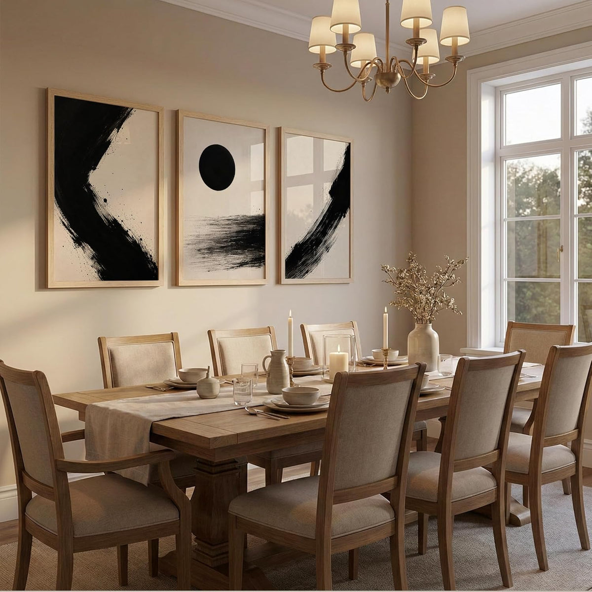 Wooden Frame Abstract Wall Art Set of 3, 10x13 Inches, for Living Room, Bedroom, Office, and Home Decoration