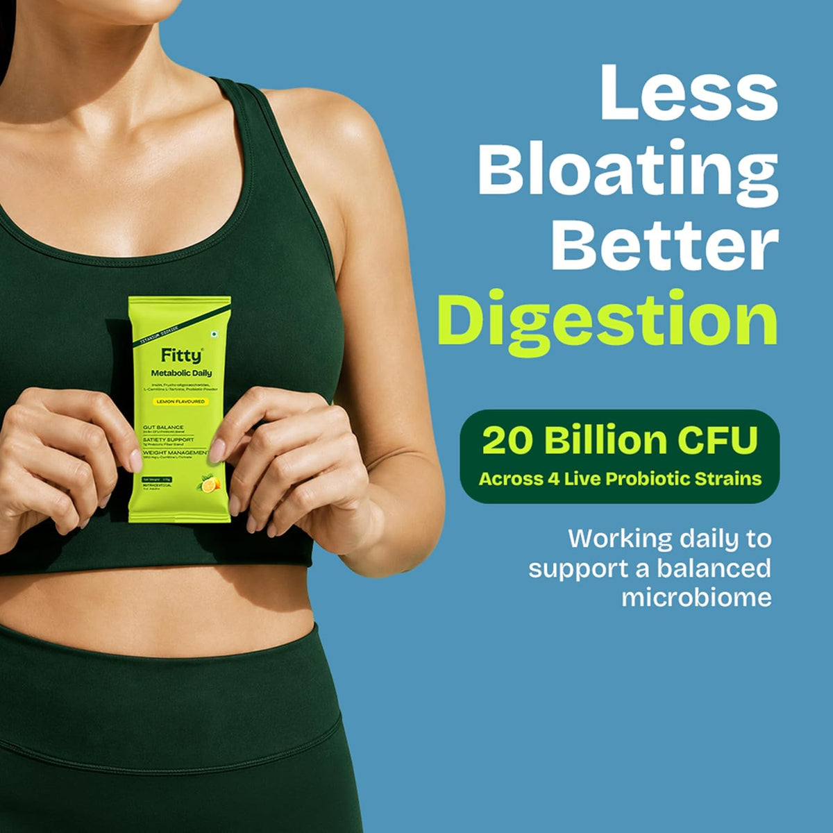 Fitty FiberPro with Prebiotics & Probiotics | Gut Health, Weight Management 7g Prebiotic Fibre + 20 Billion CFU + 1000mg L-Carnitine | Satiety & Daily Wellness Support | Metabolic Daily | 15 Sachets