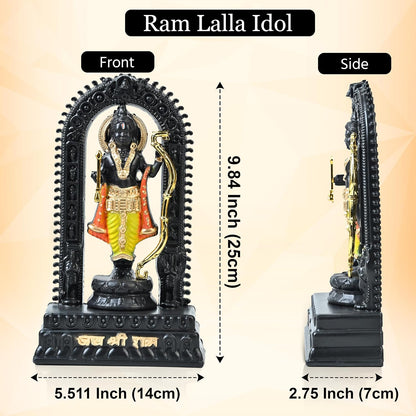 HindCraft Lord Ram Idol Statue for Home Decor & Temple, Ram Ji Murti with Arch Frame, Decorative God Idol for Pooja Room, Mandir, Living Room & Office Spiritual Showpiece, Temple Idol