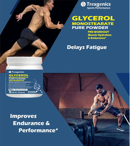 Trexgenics GLYCEROL MONOSTEARATE GMS Pure & Premium Powder Pre-Workout, > 40% Monoglycerides content 50 servings (250 gram)