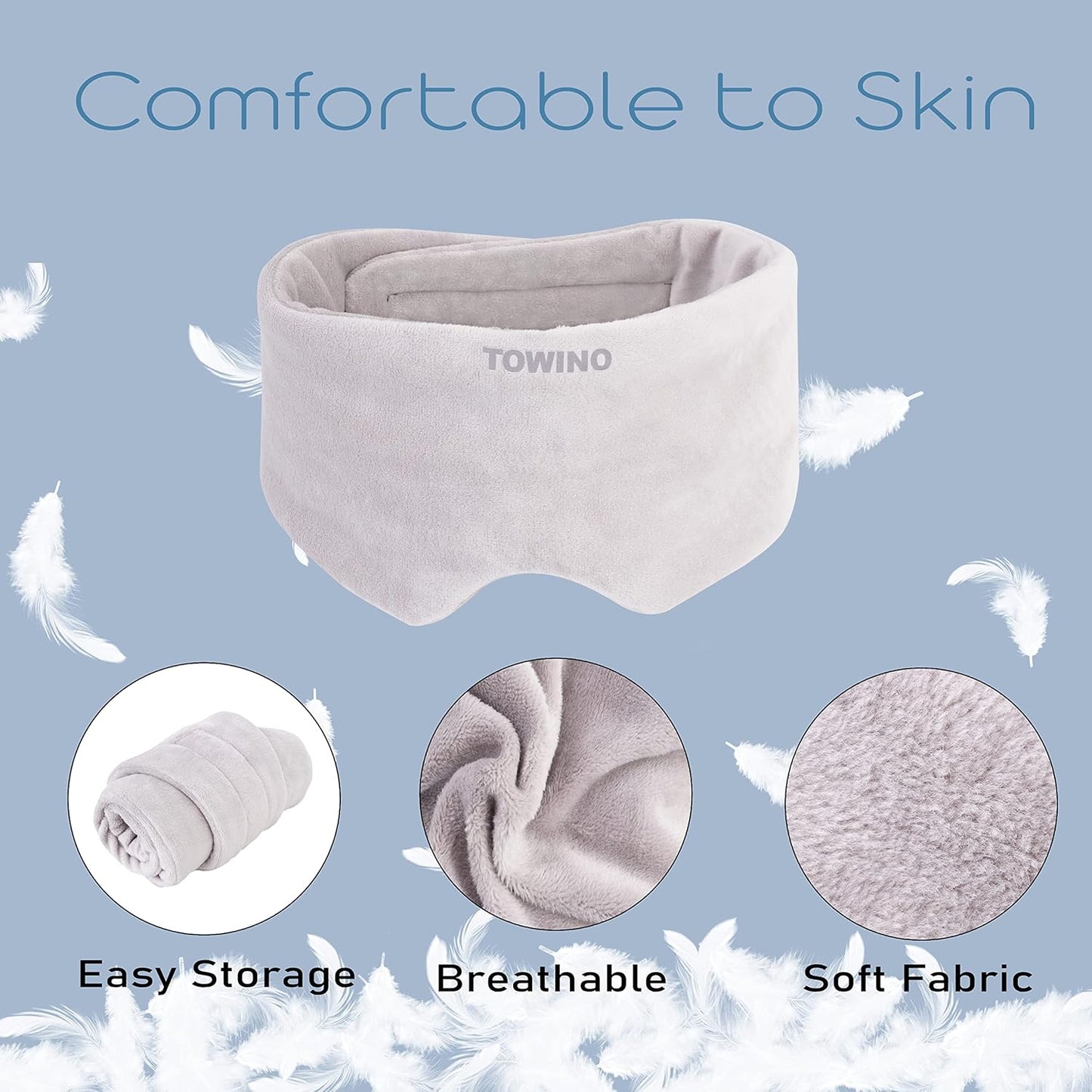 TOWINO® Eye Mask for Sleeping Super Soft & Smooth And Fully Adjustable To All Size Heads - Super Soft & Comfortable for Women and Men, Blindfold for Travelling, Night Sleeping,Nap Suitable for All Family Members Made In India (Grey)